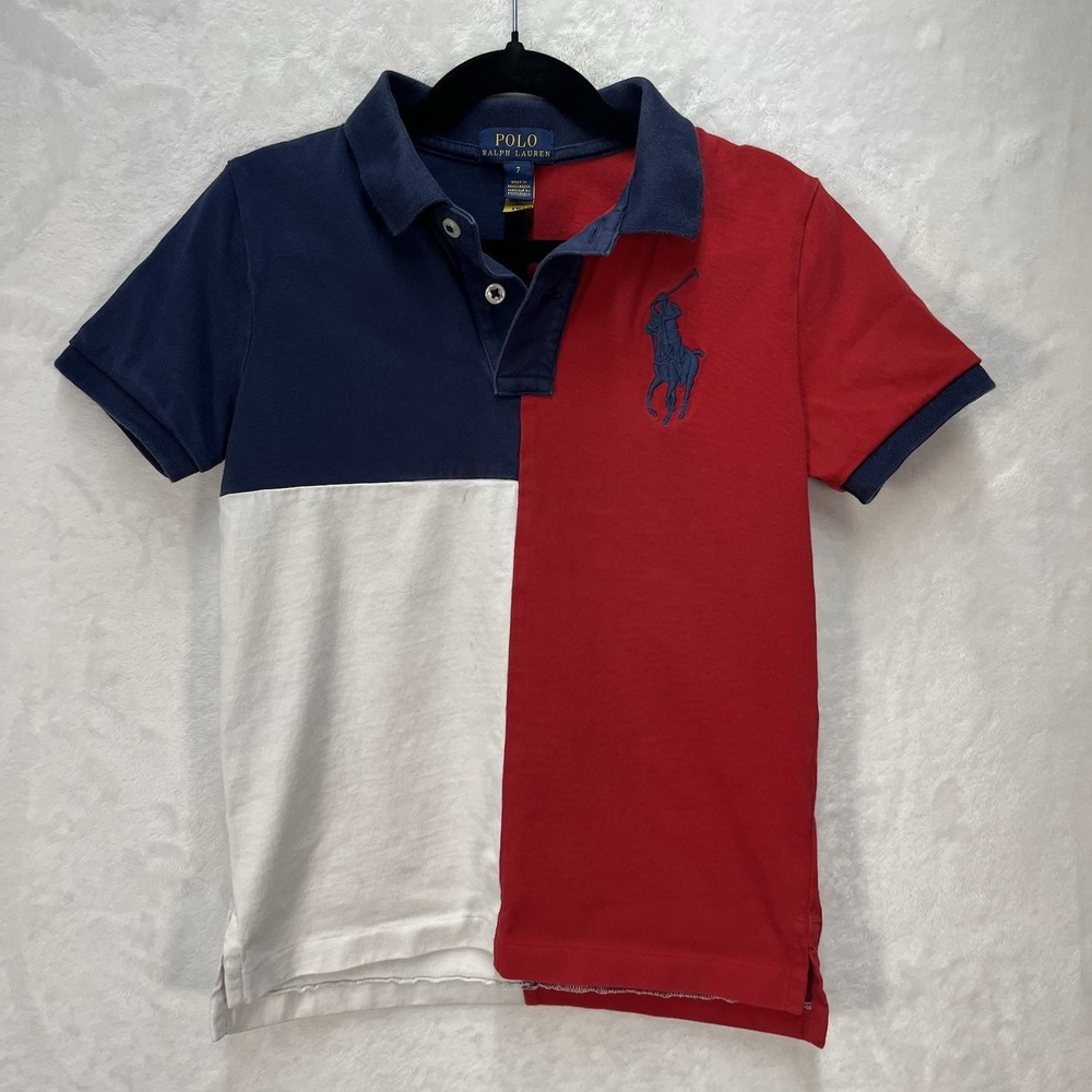 Polo Ralph Lauren Colorblock Polo Shirt Boys 7 Big Pony Preppy Collared